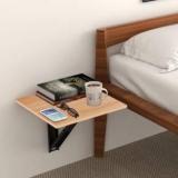 Kawachi Wall Mount Folding Bedside Table, Mini Wall Mounted Laptop Table For Bedroom Engineered Wood Bedside Table