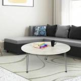 Kawachi Woodit Round Shape Centre Table/Tea Table For Living Room Metal Hairpin Leg Engineered Wood Coffee Table