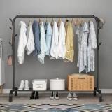 Keekos 1 Door 2 Shelf Open Coat Clothes Hanger Stand PP Carbon Steel Collapsible Wardrobe