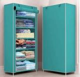 Keekos 1 Door 6 Shelf Fabric Carbon Steel PP Collapsible Wardrobe PP Collapsible Wardrobe