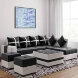 Kendalwood Furniture 8 Seater Sofa Set, 2 Ottoman, 6 Pillow With Coffee Table Fabric 3 + 2 + 2 + 1 Sofa Set