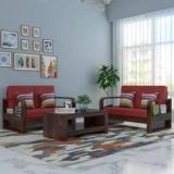 Kendalwood Furniture Solid Wood 4 Seater Wooden Sofa Set For Living Room Furniture With Center Table Fabric 2 + 2 Sofa Set