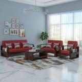 Kendalwood Furniture Solid Wood 6 Seater Wooden Sofa Set For Living Room Furniture With Center Table Fabric 3 + 2 + 1 Sofa Set