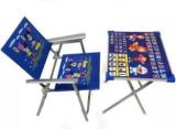 Khilorakart Study Table And Chair Set For Kids, Cartoon Pattern Printed Adjustable Foldable Metal Study Table