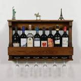 Khushi Decors Wine Glass Rack Wall Shelf Wooden Cabinet Holder Wall Mounted Natural Wood Solid Wood Bar Cabinet