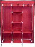 Kids Zoo 6 + 2 Shelves 3 Door Fancy Clothes Racks With Zip Door Cover & Side Pockets Carbon Steel Collapsible Wardrobe