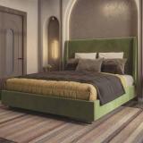 Klenta Home Decor Fabric Upholstered Queen Size Bed With High Headboard For Bedroom/ Kids Room || Solid Wood Queen Bed