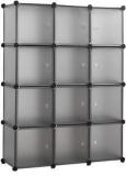 Krishyam 12 Cubes Storage Organizer Shelves Closet With Doors For Bedroom High Density Block Board Collapsible Wardrobe