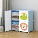 Krishyam 4 Cube Portable Closet Wardrobe Storage Organizer Cabinet For Books, Cloth, Toys PP Collapsible Wardrobe