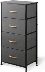 Krishyam 4 Drawer Dresser and Closet Organizer Wood Top and Steel Frame Metal Free Standing Chest of Drawers