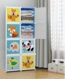 Krishyam 8 Cube Clothes Closet Plastic Cabinet Armoire With Hanging Rail High Density Block Board Collapsible Wardrobe