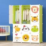 Krishyam Closet Organizer Wardrobe 12 Cube For Bedroom With Multi Animal Print PP Collapsible Wardrobe