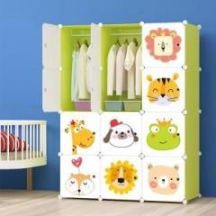 Krishyam Closet Organizer Wardrobe 12 Cube for Bedroom With Multi Animal Print PP Collapsible Wardrobe