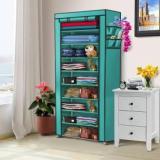 Krooh 1 Door 9 Shelf Fabric And Metal Carbon Steel Collapsible Wardrobe