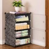 Krooh 2 Door 4 Shelf Plastic Multipurpose Storage Rack For Home Bedroom Living Room Carbon Steel Collapsible Wardrobe