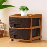 Kuber Industries Modular 2 Layer & 19 Ltr Plastic Drawer Storage Organiser | Chocolate Brown Plastic Free Standing Chest of Drawers