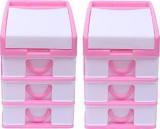 Kuber Industries Plastic 2 Pieces Four Layer Drawer Storage Cabinet Box CTKTC13155 Plastic Free Standing Cabinet