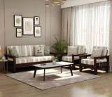 Kunjal Furniture Sheeswham Wood Sofa Set Fabric 3 + 1 + 1 Sofa Set