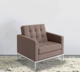 Lakdi Brown Fully Cushioned Single Seater Sofa With Stainless Steel Legs, Ideal For Home & Office. Fabric 1 Seater Sofa