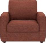 Lakdi Brown Fully Cushioned Single Seater Sofa With Wooden Frame & Legs, Ideal For Home & Office. Fabric 1 Seater Sofa