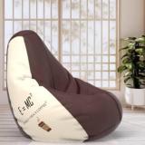 Lazzy XXXL Printed E=mc2 Brown Cream Teardrop Bean Bag With Bean Filling