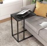 Lilac C Shaped End Table For Sofa Couch And Bed Snack Table Slide Table Black 24X12X19 Engineered Wood End Table