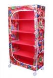 Little One's 5 Shelves Jungle Red, Powder Coated Strong & Sturdy Carbon Steel Collapsible Wardrobe