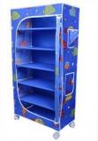 Little One's 6 Shelves Aquatic Blue, Powder Coated Strong & Sturdy Carbon Steel Collapsible Wardrobe