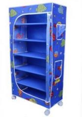 Little One's 6 shelves Aquatic Powder Coated Carbon Steel Collapsible Wardrobe