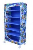 Little One's 6 Shelves Jungle Blue, Powder Coated Strong & Sturdy Carbon Steel Collapsible Wardrobe