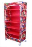 Little One's 6 Shelves Jungle Red, Powder Coated Strong & Sturdy Carbon Steel Collapsible Wardrobe