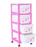 Liza Pink Color 4 Drawer Set Plastic Free Standing Cabinet