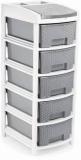 Liza Plastic Large Multi Purpose Modular Drawer Rack Storage Portable and Foldable Organizer for Home |Stationery| Cosmetics| Medicines| Kitchen Office| Hospital| Parlor| School 5 Drawer, Grey Plastic Free Standing Chest of Drawers