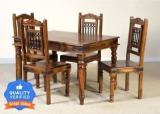 Loonart Solid Wood Four Seater Dining Set For Dining Room / Restaurant Solid Wood 4 Seater Dining Set