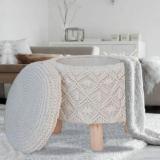 Macrame World Engineered Wood Cube Ottoman