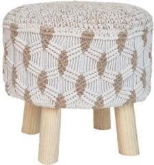 Macrame World Engineered Wood Pouf