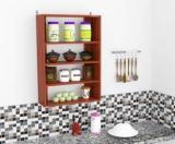 Madhuran Evenka Engineered Wood Home Decor Multipurpose Kitchen Display Storage Rack Shelf Classic Walnut Engineered Wood Open Book Shelf