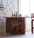 Mahimart And Handicrafts Pre Assemble Sheesham Wood Bar Cabinet For Living Room, Teak Finish Solid Wood Bar Cabinet