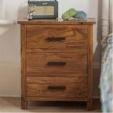 Mamata Wood Decor Sheesham Wood Bedside / End / Side Table With 3 Drawer Storage For Bedroom Solid Wood Side Table