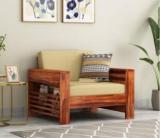 Mamata Wood Decor Sheesham Wood Single Seater Sofa Set With Cushions For Living Room Bedroom Home Fabric 1 Seater Sofa