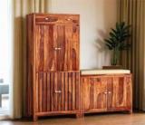 Mamta Home Furniture Sheesham Wood Shoe Rack for Home Wooden Shoe Cabinet with Seat for Livng Room Solid Wood Free Standing Cabinet