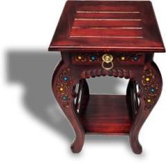 Manzees Beautiful Rosewood Floral Carved Handmade Bedside Table with drawer | Side Table Solid Wood Bedside Table