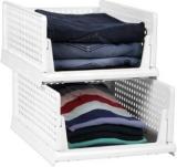 Marmik 2 Layer Foldable Sliding Drawer Organizer Wardrobe Cupboard for Clothes Plastic Free Standing Cabinet