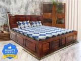 Meera Handicraft Bed Solid Sheesham Wood In Queen Size Delivery Condition DIY Solid Wood Queen Hydraulic Bed