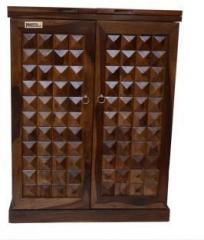 Meera Handicraft Handicraft Sheesham Wood Bar Cabinet with Wine Glass Storage Solid Wood Bar Cabinet