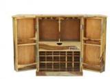 Meera Handicraft Wooden Stylish Brown Bar Cabinet With Wine Glass Storage For Home Solid Wood Bar Cabinet