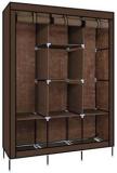 Mezire 3 Door Foldable Wardrobe, 8 Racks, Brown PP Collapsible Wardrobe