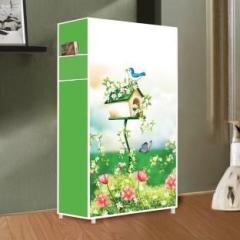 Mezire 6 Tire House Tree Green Printed PP Collapsible Wardrobe