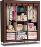 Mezire 8 Shelf 3 Door Portable Wardrobe For Hanging Cloth PP Collapsible Wardrobe