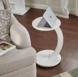 Mhs Decor Round C Shaped End Table For Living Room, Sofa Side Table That Slides Under Solid Wood End Table